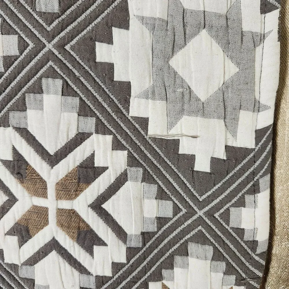 Tristan Patchwork Quilt Set Queen 3pc Charcoal Grey Cotton Blend - Dada Bedding